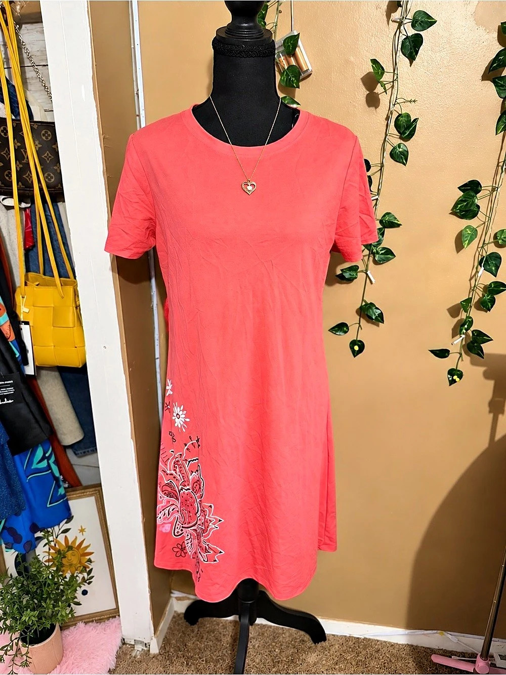 Desigual Floral Mini Dress in Pink Size Large Like New
